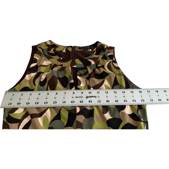 Tahari Women's Dress Size 2 Sleeveless Multicolor Abstract Pattern Cotton Blend - Picture 4 of 12
